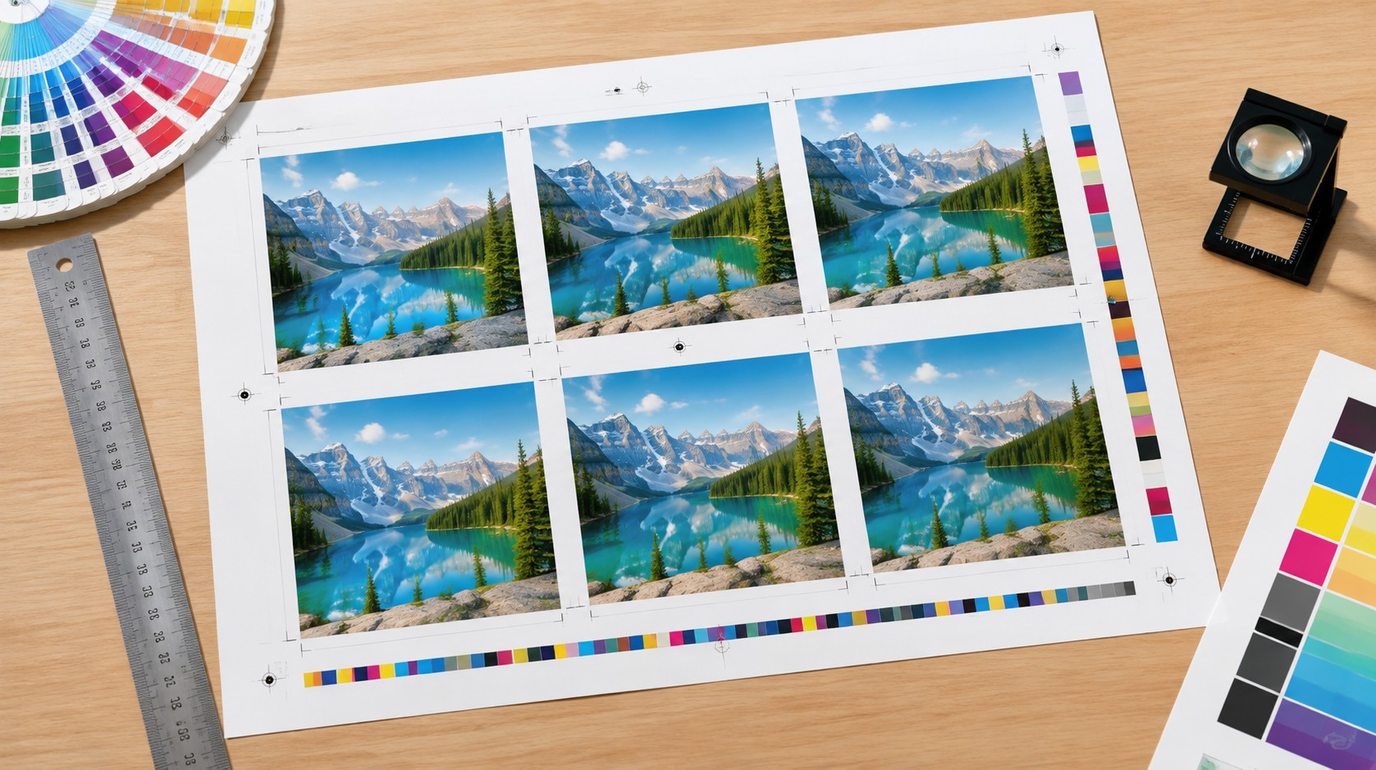 Example of print-ready artwork with bleed guides