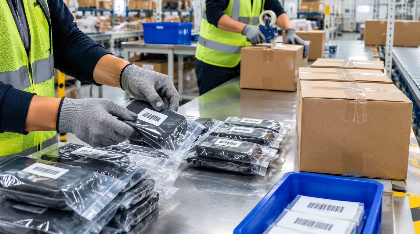 Cartons labeled and marked for Amazon FBA
