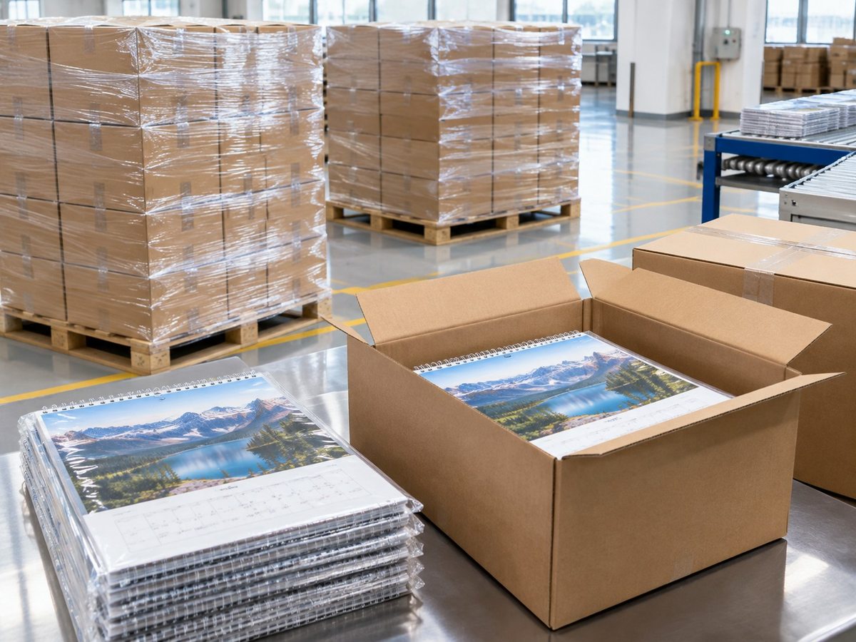 Custom Calendar Printing packed for export shipping