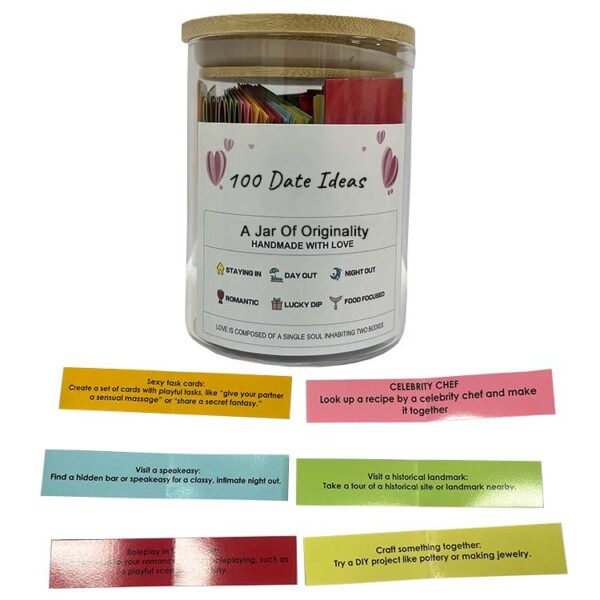 Custom Glass Bottle Jar Pack Date Ideas Affirmation Card