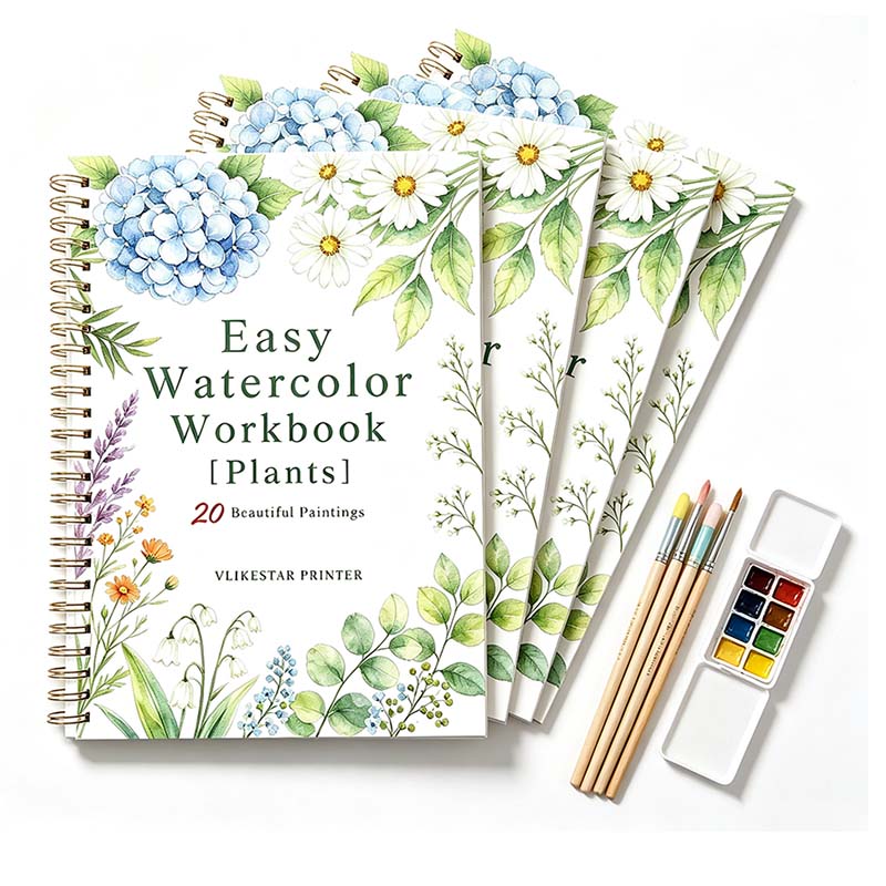 Custom Flower Animal Guided Painting Watercolor Workbook OEM 300GSM Texture Cotton Paper Offset Printed Film Laminated Coloring - Image 2