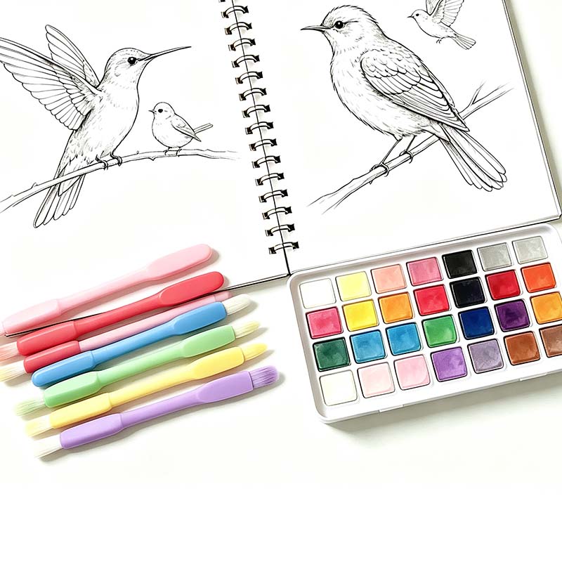 Custom Flower Animal Guided Painting Watercolor Workbook OEM 300GSM Texture Cotton Paper Offset Printed Film Laminated Coloring - Image 4