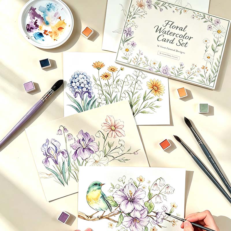 Custom Flower Animal Guided Painting Watercolor Workbook OEM 300GSM Texture Cotton Paper Offset Printed Film Laminated Coloring - Image 6