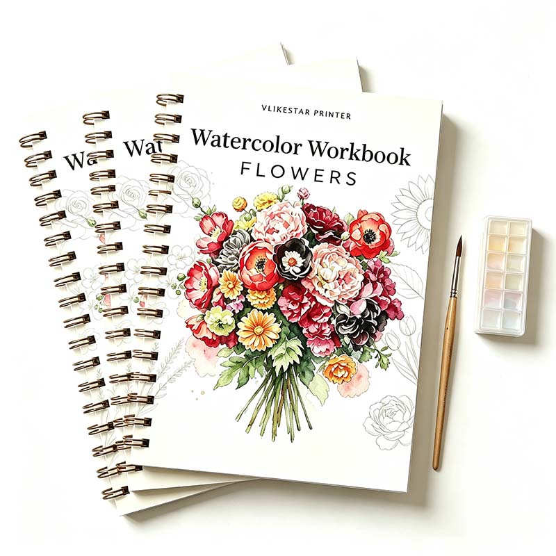 Custom Flower Animal Guided Painting Watercolor Workbook OEM 300GSM Texture Cotton Paper Offset Printed Film Laminated Coloring (复制)