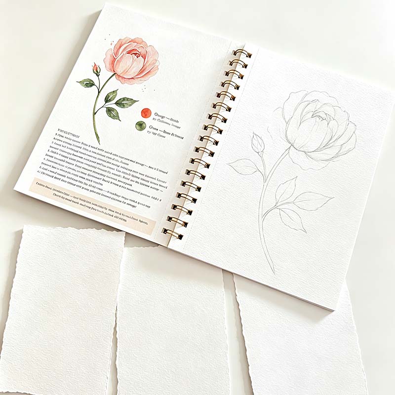 Custom Flower Animal Guided Painting Watercolor Workbook OEM 300GSM Texture Cotton Paper Offset Printed Film Laminated Coloring (复制) - Image 3
